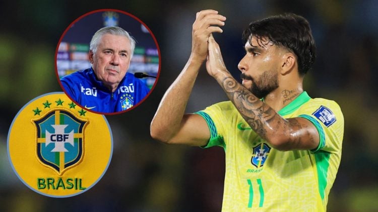 Main image, Lucas Paqueta of Brazil acknowledges the fans after the South American FIFA World Cup 2026 Qualifier match between Brazil and Chile at ...