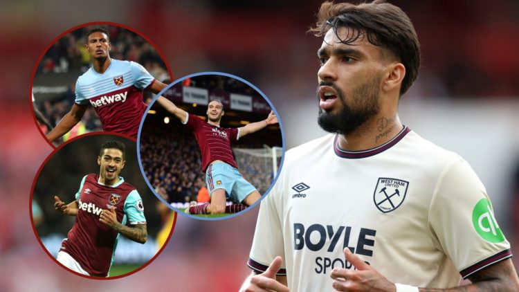 Main image, Lucas Paqueta of West Ham United running during the Premier League match between Nottingham Forest and West Ham United at City Ground o...