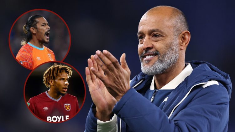 Main image, Nuno Espírito Santo the manager / head coach of West Ham United applauds the fans at full time during the Premier League match between ...
