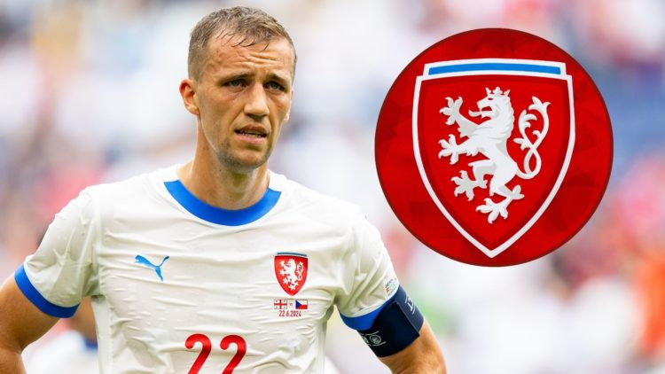 Main image, Tomas Soucek of Czechia seen sad after the draw with Georgia during the UEFA EURO 2024 group stage match between Georgia and Czechia at...