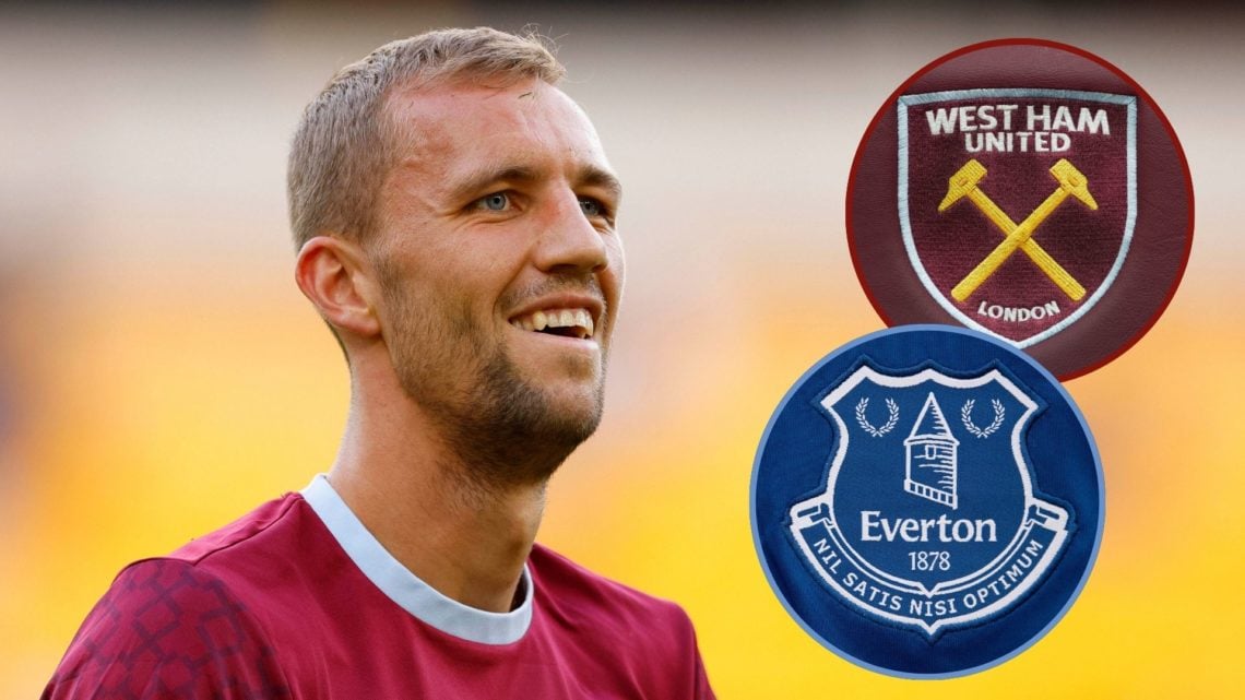 Main image, Tomas Soucek of West Ham United smiles during the Carabao Cup Second Round game between Wolverhampton Wanderers and West Ham United at ...