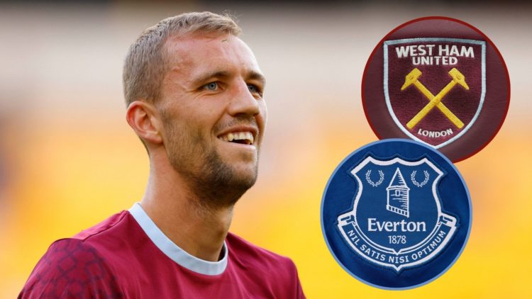 Main image, Tomas Soucek of West Ham United smiles during the Carabao Cup Second Round game between Wolverhampton Wanderers and West Ham United at ...
