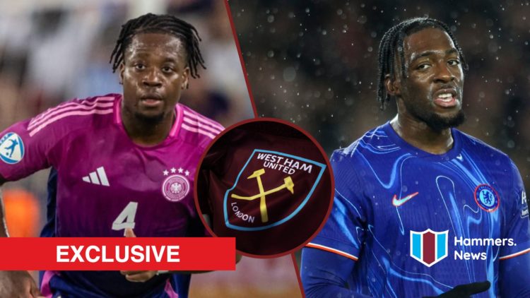 Split image showing Germany Under-21 defender Bright Arrey-Mbi and Chelsea's Axel Disasi