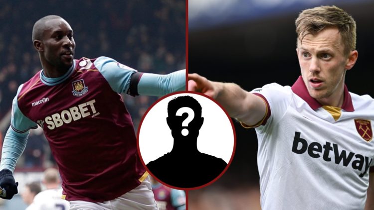 Split image showing Carlton Cole and James Ward-Prowse both playing for West Ham United