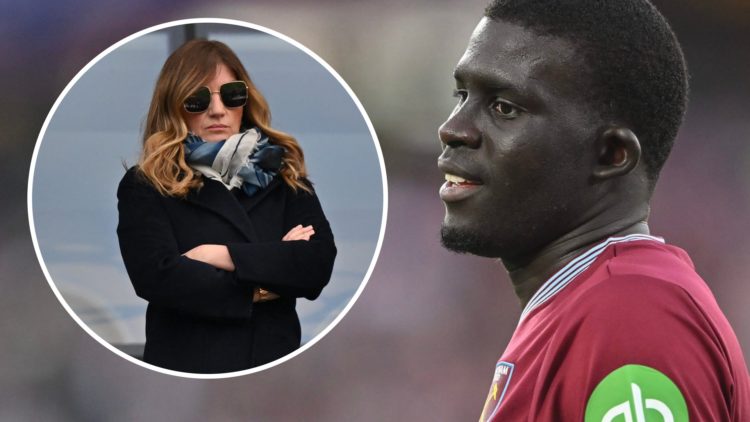 West Ham star El Hadji Malick Diouf looks dejected. Inset, Hammers vice-chair Karren Brady