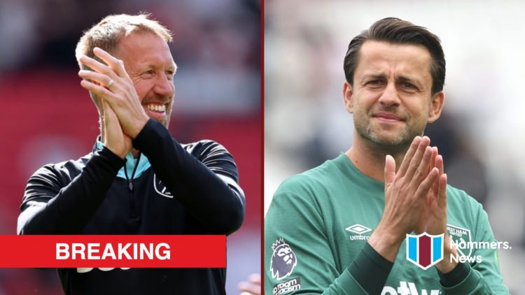 Split image showing West Ham United manager Graham Potter and Hammers goalkeeper Lukasz Fabianski