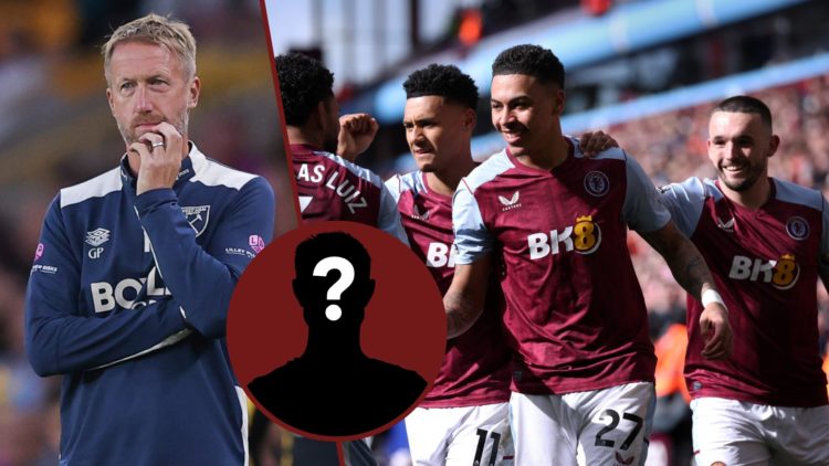 Split image showing West Ham United coach Graham Potter and Aston Villa ace Morgan Rogers