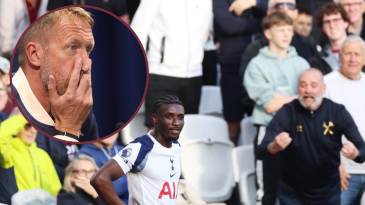 Mohammed Kudus is jeered by West Ham fans on his return to the London Stadium with Spurs. Inset, Hammers boss Graham Potter