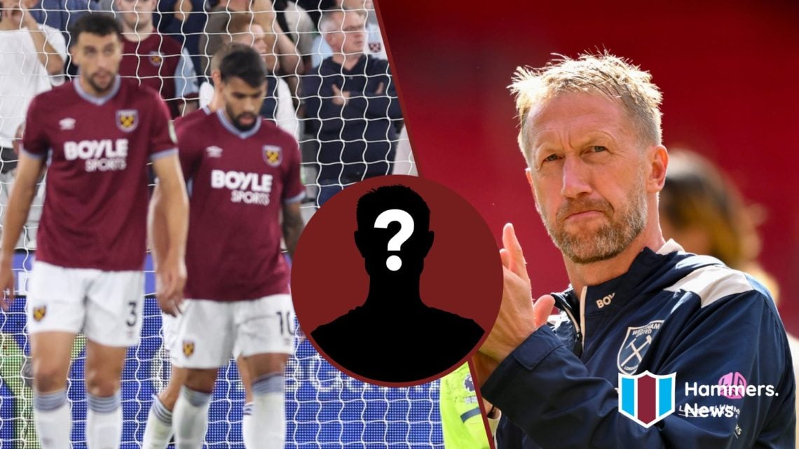 Split image showing Lucas Paqueta and Graham Potter working for West Ham United