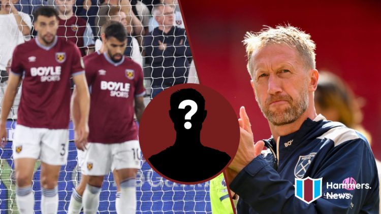 Split image showing Lucas Paqueta and Graham Potter working for West Ham United