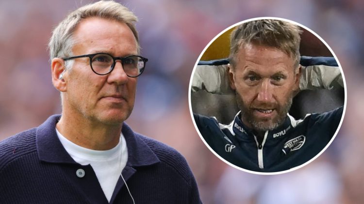 Pundit Paul Merson is known for being forthright with his views on the game. Inset, a dejected West Ham boss Graham Potter