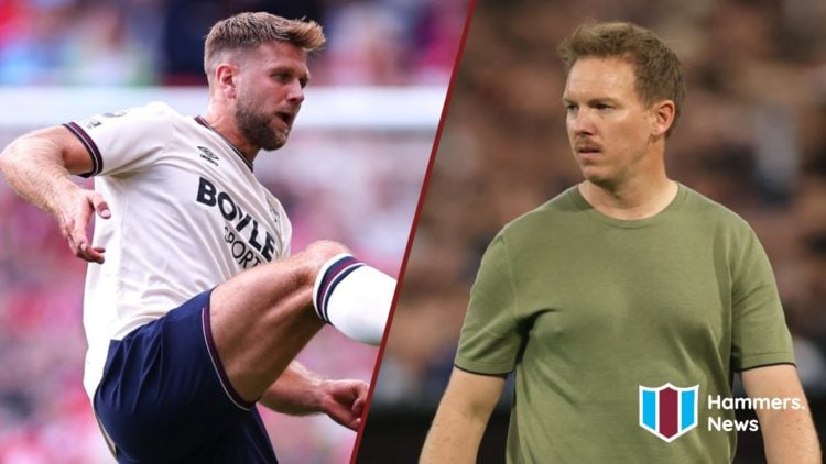 Split image showing West Ham United striker Niclas Fullkrug and Germany coach Julian Nagelsmann