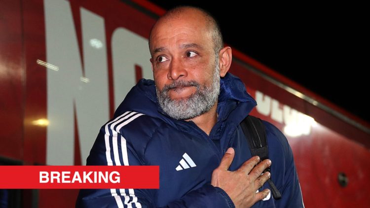 Split image showing new West Ham United coach Nuno Espirito Santo while managing Nottingham Forest