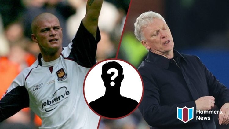 Split image showing Paul Konchesky playing for West Ham United in the FA Cup final, and Everton manager David Moyes