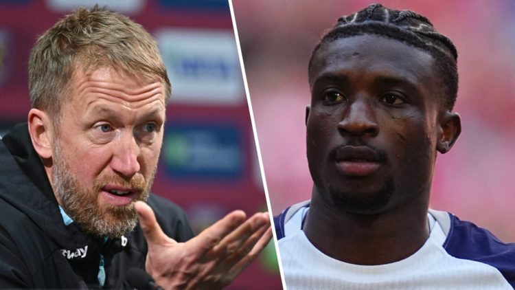 West Ham head coach Graham Potter speaks to the press and Tottenham Hotspur star Mohammed Kudus following his move from the Hammers