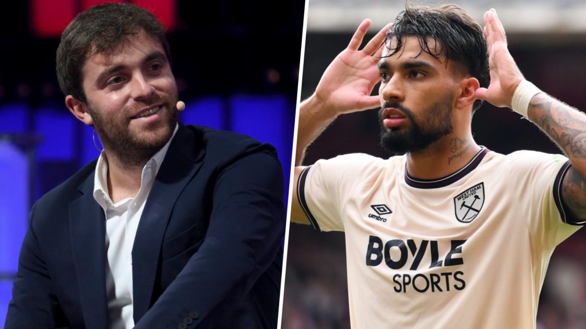 Transfer reporter Fabzirio Romano at Web Summit and West Ham star Lucas Paqueta celebrates at Nottingham Forest
