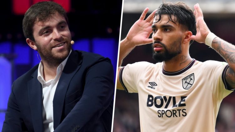 Transfer reporter Fabzirio Romano at Web Summit and West Ham star Lucas Paqueta celebrates at Nottingham Forest