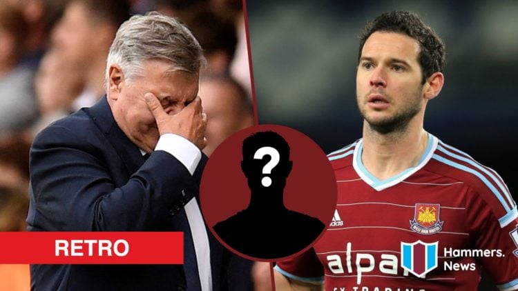 Split image showing Sam Allardyce as manager of Leeds and Matt Jarvis playing for West Ham United