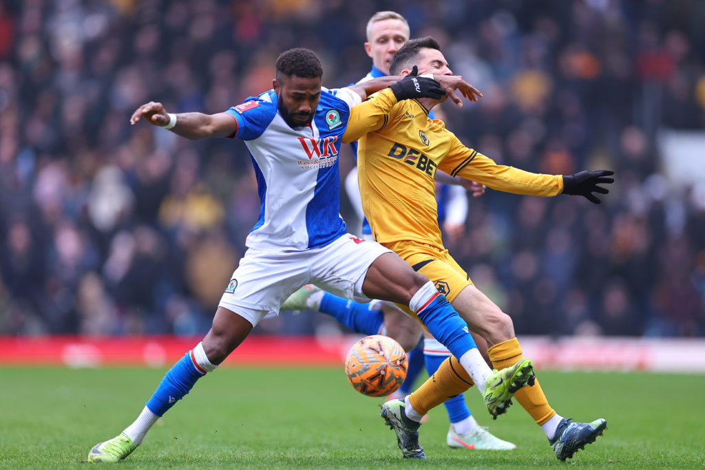Emmanuel Dennis in action for Blackburn Rovers against Wolverhampton Wanderers in the FA Cup
