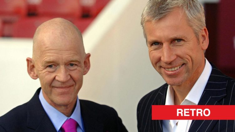 Split image showing Eggert Magnusson and Alan Pardew at West Ham United