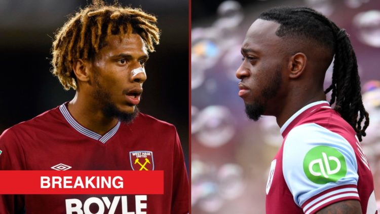 Split image showing West Ham United defenders Jean-Clair Todibo and Aaron Wan-Bissaka