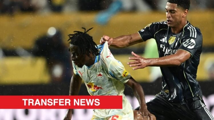 Image showing Red Bull Salzburg midfielder Mamady Diambou battling with Real Madrid's Jude Bellingham in the Club World Cup