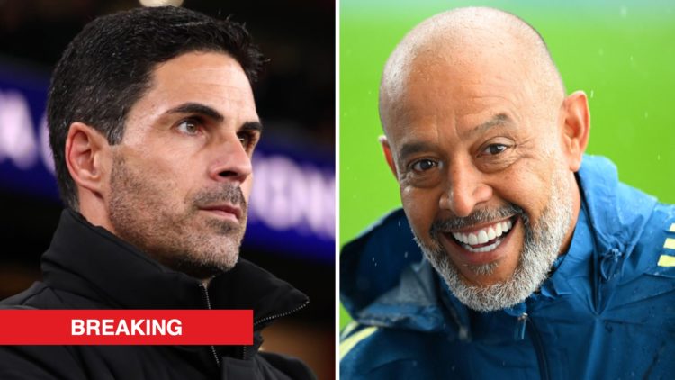 Split image showing Arsenal manager Mikel Arteta and West Ham United coach Nuno Espirito Santo