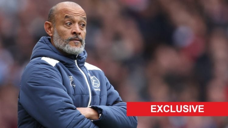 West Ham head coach Nuno Espirito Santo with his arms crossed on the sideline