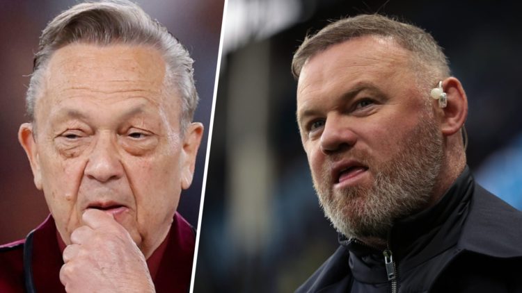 West Ham chief David Sullivan deep in thought and former Premier League star turned pundit Wayne Rooney