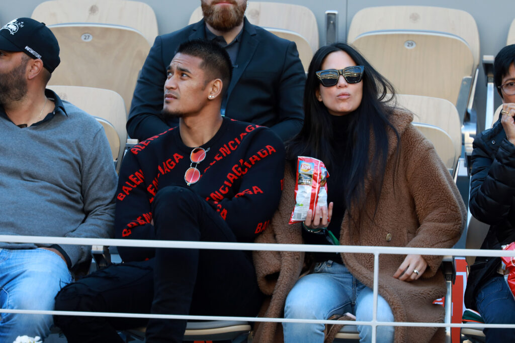 West Ham goalkeeper Alphonse Areola with wife Marrion watching the French Open