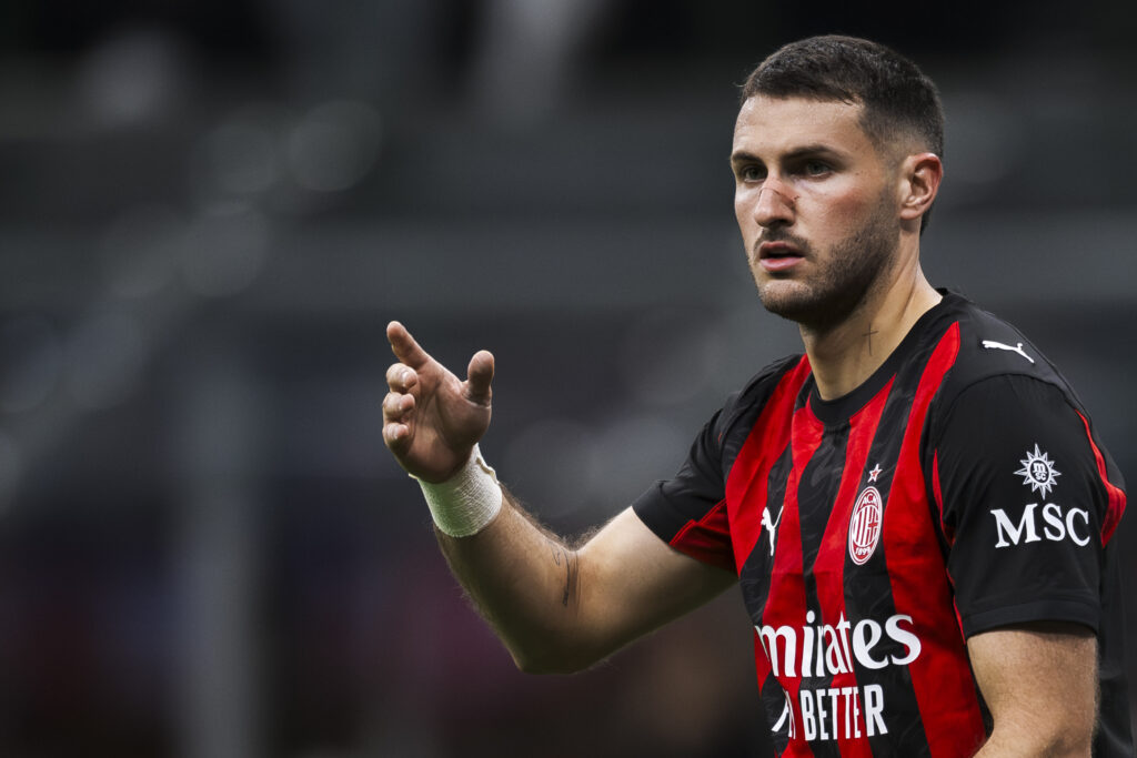 Santiago Gimenez of AC Milan gestures during the Serie A