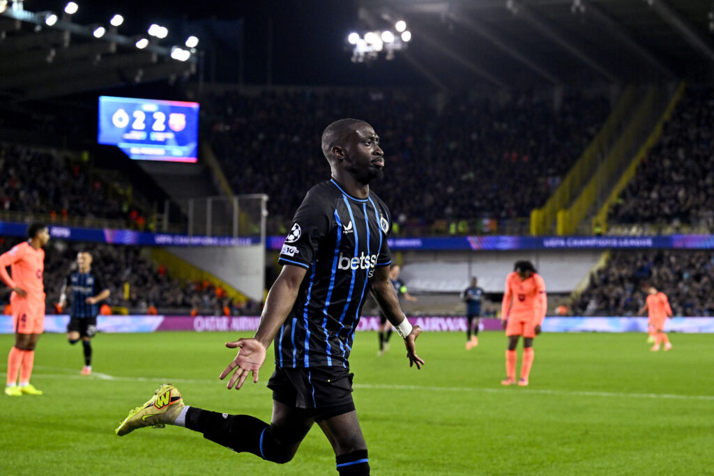 Carlos Forbs celebrates during Club Brugge v FC Barcelona - UEFA Champions League