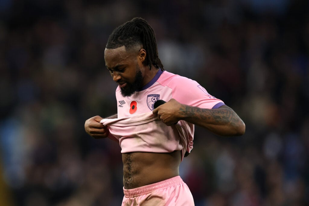 Antoine Semenyo looks dejected during Bournemouth's heavy defeat to Aston Villa