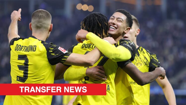 Image showing the Borussia Dortmund players celebrating in a Bundesliga match with Hamburg
