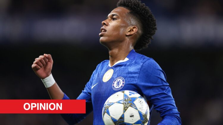 Image showing Estevao celebrating a goal for Chelsea