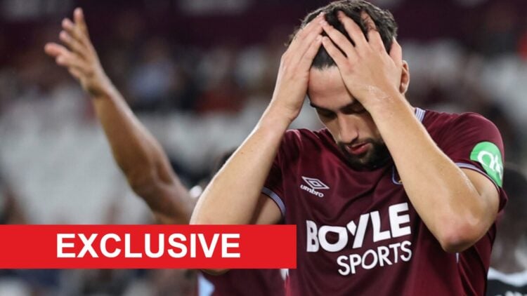 West Ham defender Max Kilman holds his head in his hands during a defeat