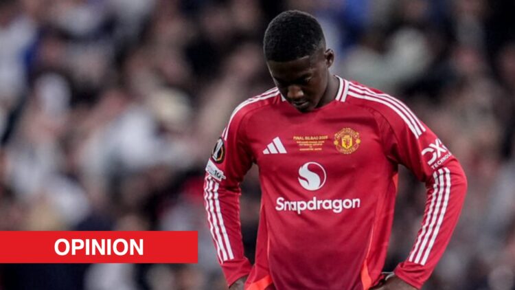 Image showing Kobbie Mainoo after Manchester United lost to Tottenham in the UEFA Europa League final