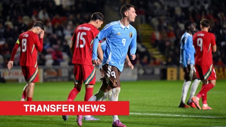Image showing St Etienne striker Lucas Stassin playing for the Belgium Under-21s