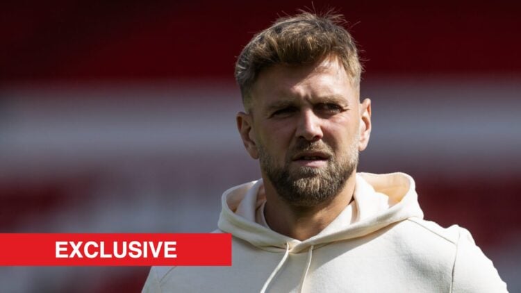 Image showing Niclas Fullkrug warming up for West Ham at Nottingham Forest's City Ground