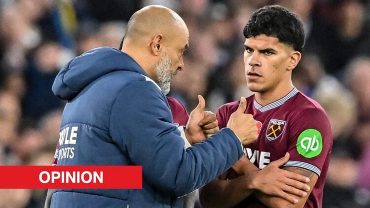 Image showing Nuno Espirito Santo and Mateus Fernandes together at West Ham United