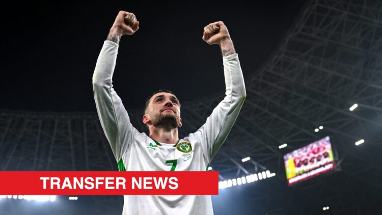 Image showing Troy Parrott celebrating for the Republic of Ireland