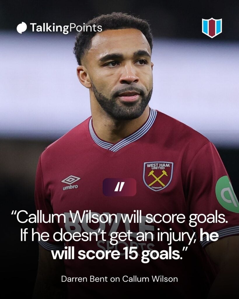 Callum Wilson of West Ham United during the Premier League match between Manchester City and West Ham United at Etihad Stadium on December 20, 2025 in Manchester, England.