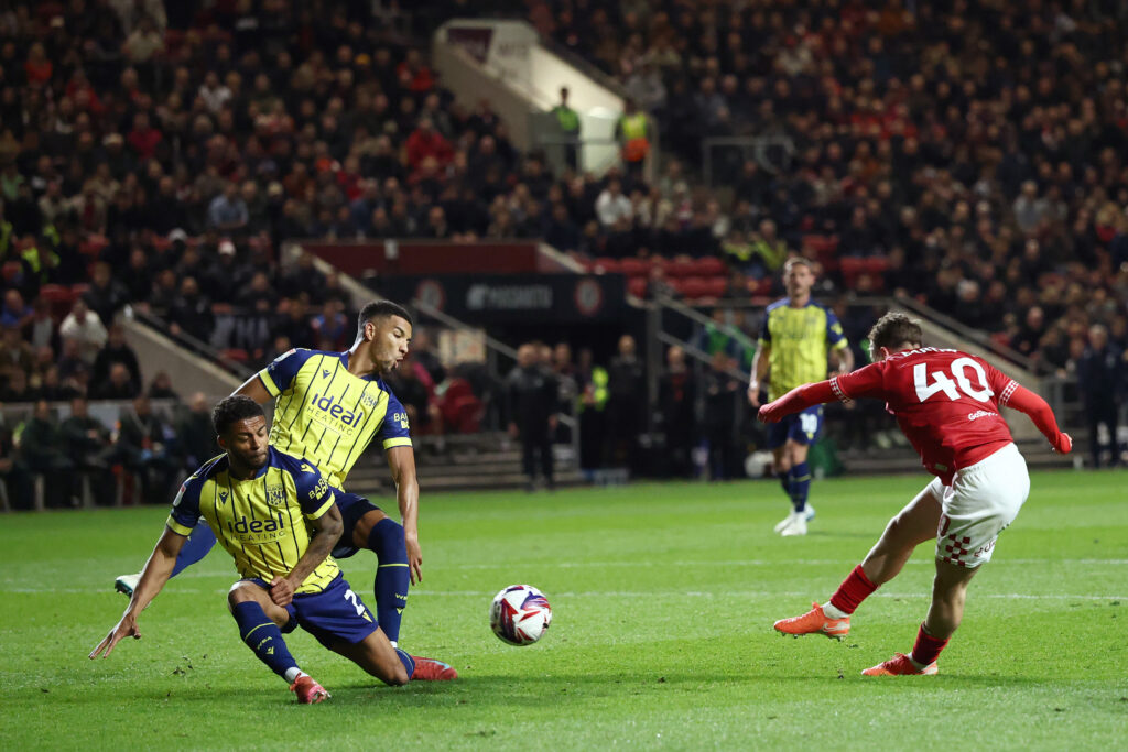 George Earthy shoots during Bristol City FC v West Bromwich Albion FC - Sky Bet Championship
