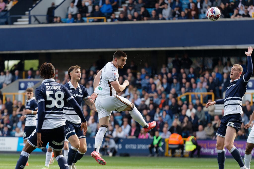 Slovenian striker Zan Vipotnik in action for Swansea against Millwall