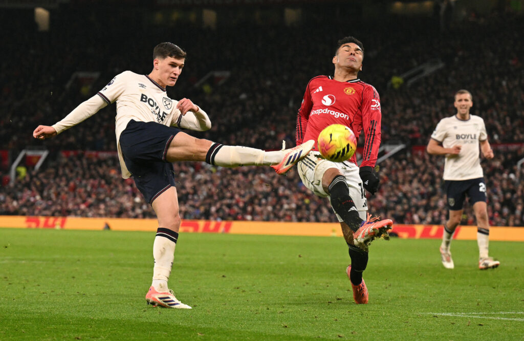 Freddie Potts during Manchester United 1-1 West Ham