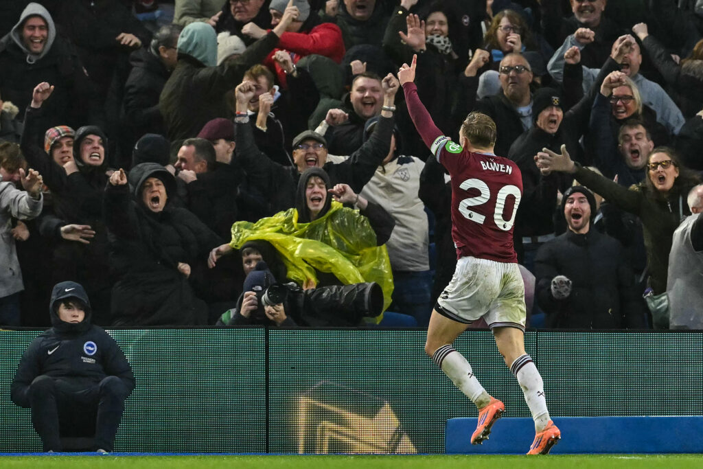 Jarrod Bowen scores for West Ham FBL-ENG-PR-BRIGHTON-WEST HAM