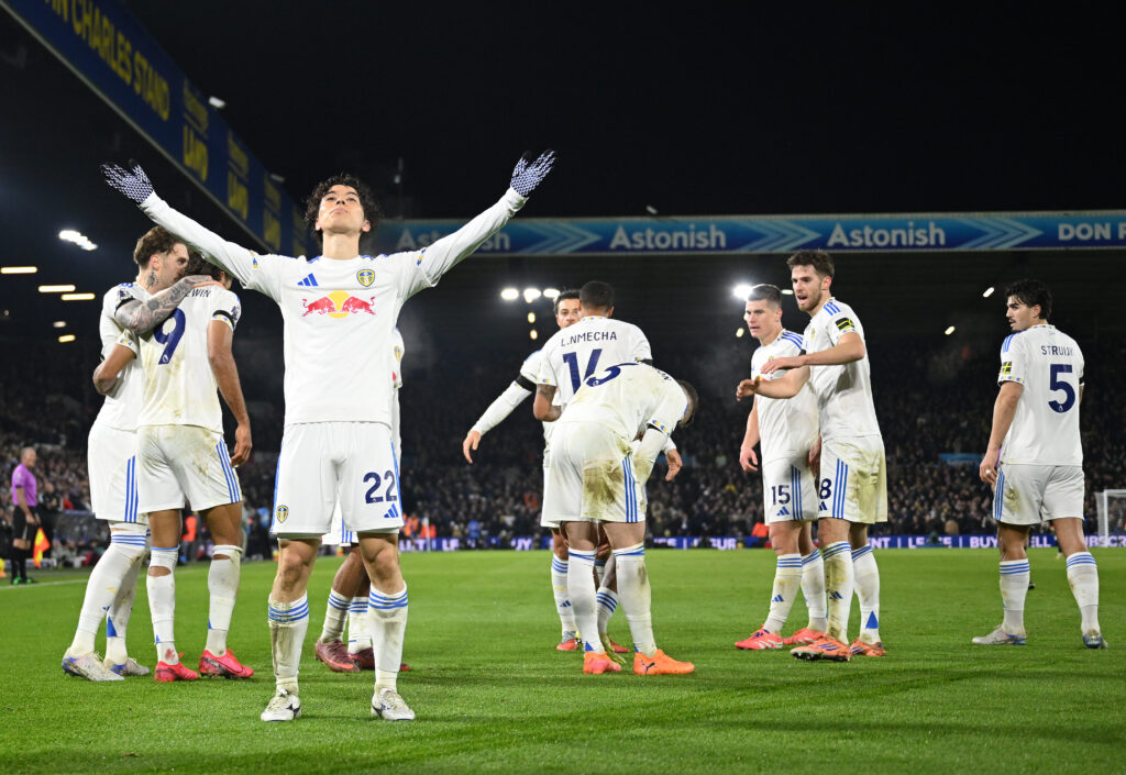 Ao Tanaka celebrates during Leeds United v Chelsea - Premier League