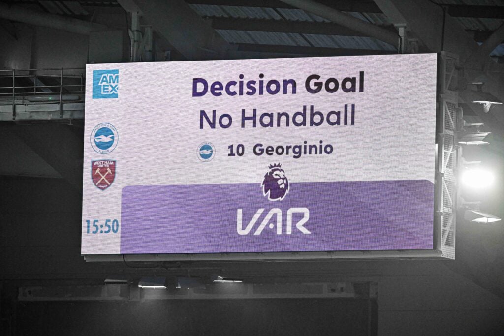 Goal given during Brighton & Hove Albion v West Ham United - Premier League