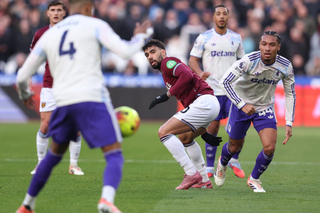 Lucas Paqueta gives the ball away to allow Aston Villa to break and score against West Ham