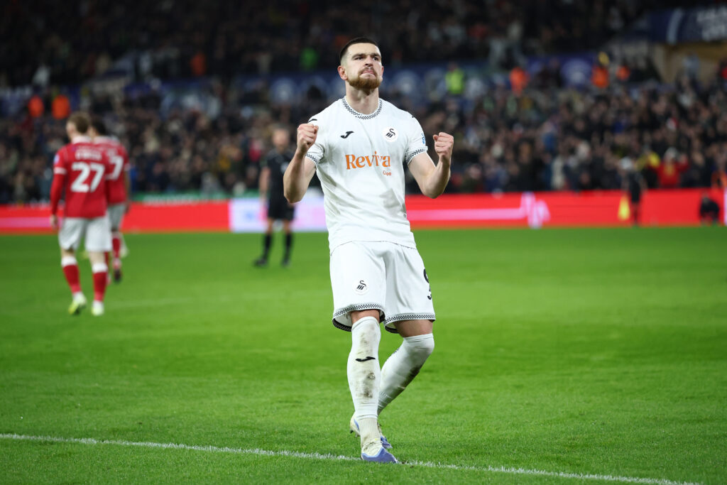Zan Vipotnik celebrates during Swansea City v Wrexham AFC - Sky Bet Championship